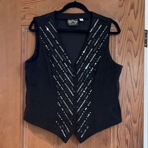 Bob Mackie Wearable Art Black Sequin Embellished Women's Vest Size M